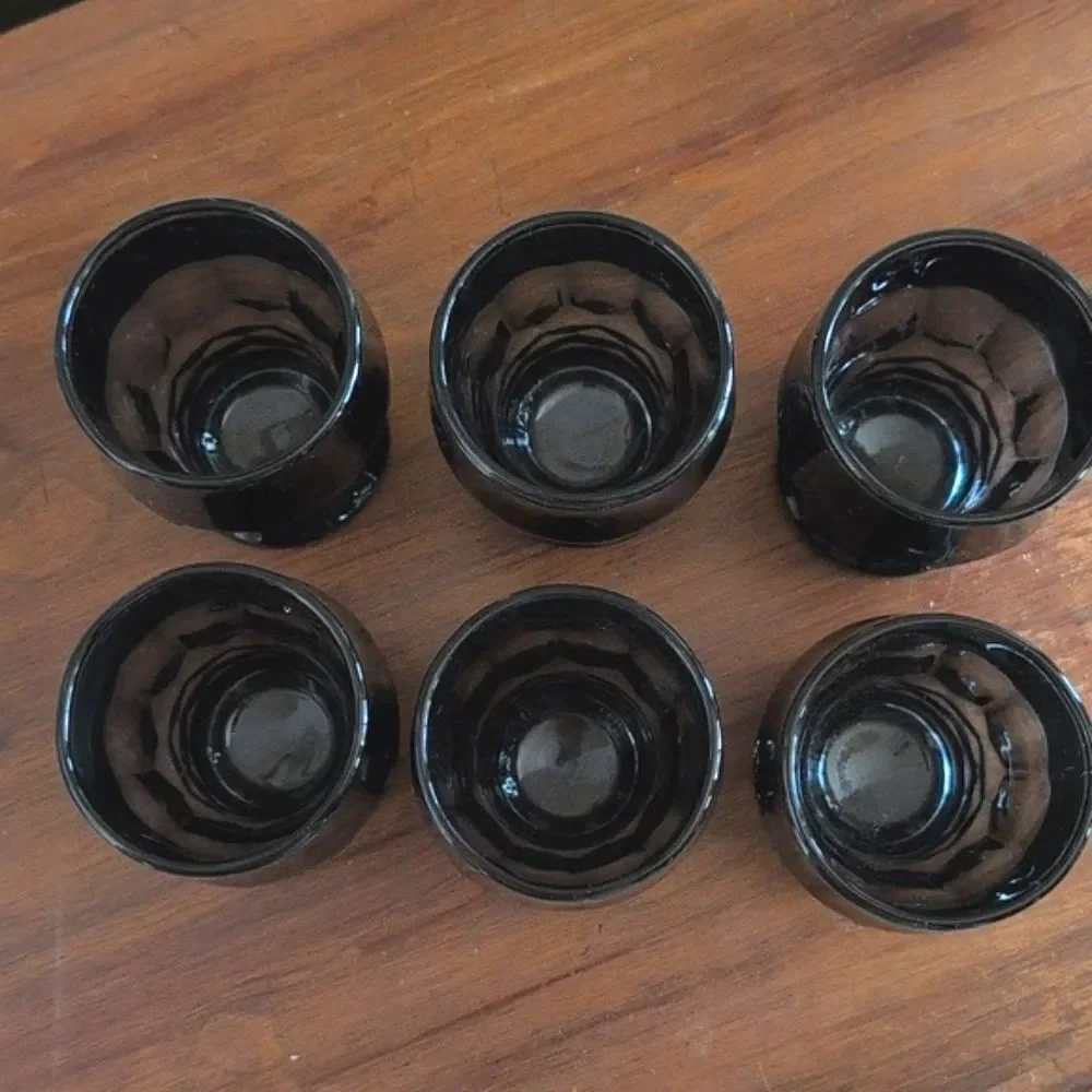 Vintage Anchor Hocking Georgian Smoke Glass 12 ounce Flat Tumbler, Set of 6